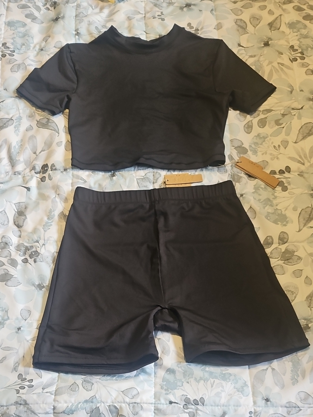 SKIMS Onyx Recycled Swim T-Shirt And Swim Shorts